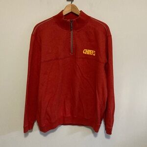 Tommy Bahama KC Chiefs Football Men's Red Quarter-Zip Sweater Sweatshirt Size XL